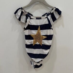 Cat & Jack Navy Sailor Stripe Swimsuit